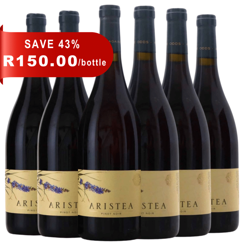 Aristea Pinot Noir 2021 bottle with elegant red wine notes of cranberry, cherry blossom, and blackberries.