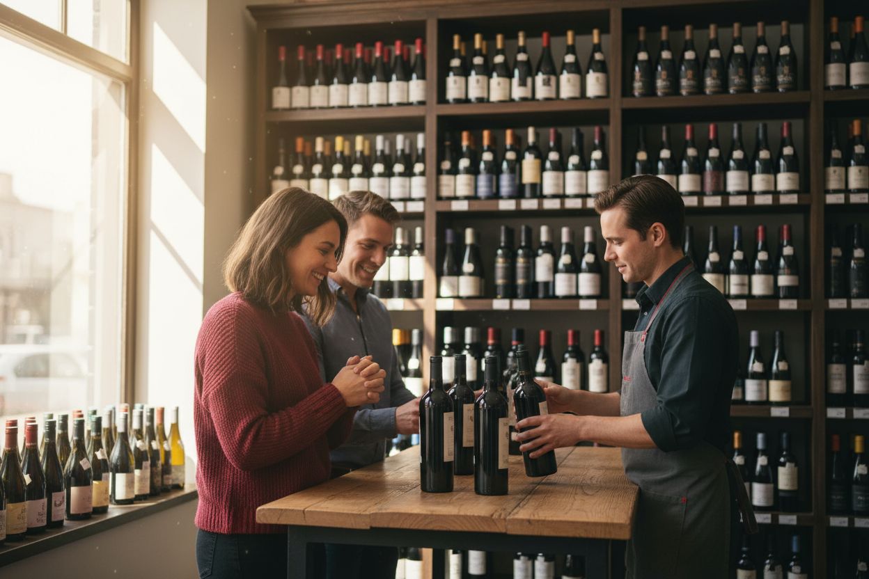 Wine buying tips, wine shop, people