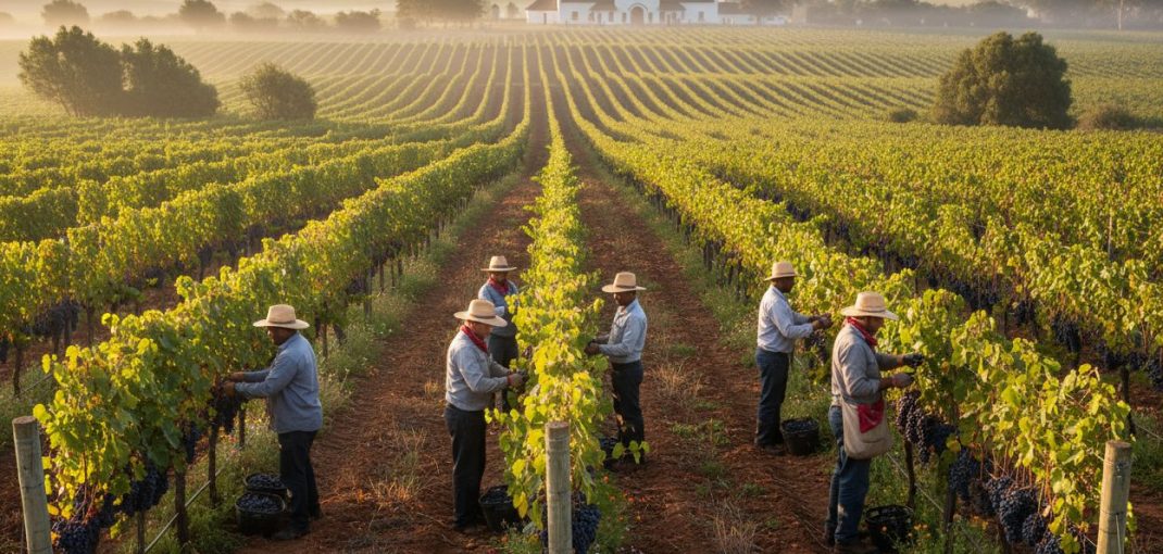 single vineyard South Africa harvest